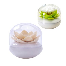 Chemlliy 2 Pack Cotton Swab Organizer Lotus Flower Designed Cotton Bud Holder Q-Tips Toothpicks Storage Box Holder