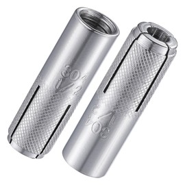 Wensilon(20 pcs)1/2"-13 Premium Stainless Steel Drop in Anchors Assortment, Knurled Drop-in-Anchor for Solid Concrete, Internal Forced Expansion Screw Bolts