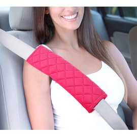 CHENGZI Universal Seat Belt Pads, Soft Comfort Seat Belt Shoulder Strap Covers (Pink-A)