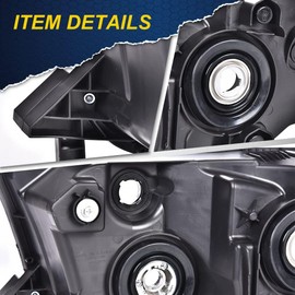 CHEDA Headlights Left+Right Sides Compatible with Toyota Tundra 2007-2013/Fit Sequoia 2008 2009 2010 2011 2012 2013 2014 2015 2016 2017 2 PCS Smoky lens Black Housing Clear Reflector