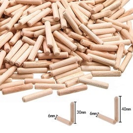 Wooden Dowels Pins, 1/4 Inch Dowel Rods for DIY and Furniture Woodworking (100PCS)