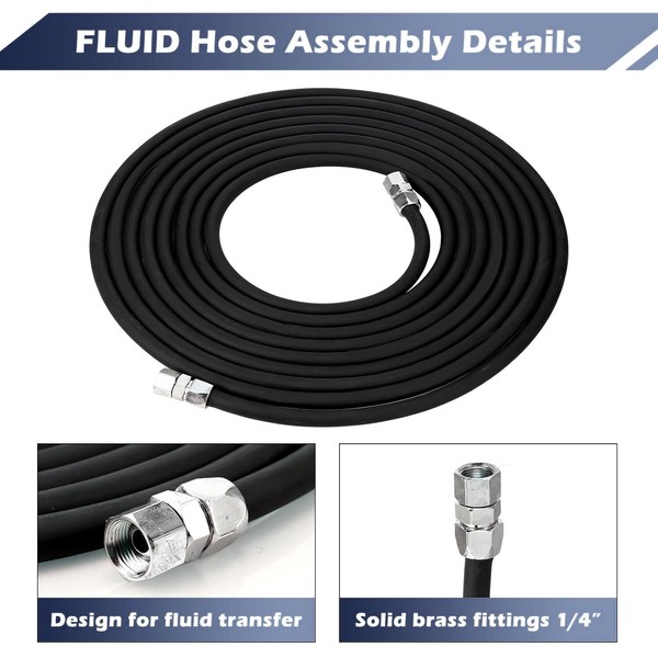 Blastline USA 25 Foot Fluid Hose Assembly Set with Fittings