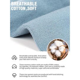 FGZ Womens Thin Cotton Socks, Soft Cotton Socks Women Above Ankle Crew Socks 5 Pairs (9-11, Multicolored-2)