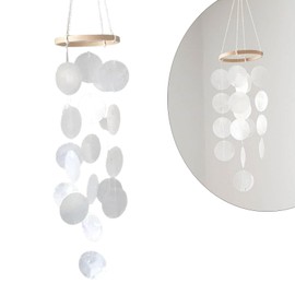 LUMOOM Shell Wind Chimes, Boho Decorative Shell Dream Catcher Garlands, Unique Wonderful Sound, Wind Chime Garden Hanging Decoration for Patio, Lawn, Garden, Circle (White)