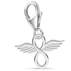 Goldene Hufeisen Infinity with Wings Lobster Clasp Charm Pendant for Charm Bracelet 925 Silver, Sterling Silver, No Gemstone