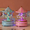Tiardey Pink Classic Carousel Music Box Rotating Music Box Light
