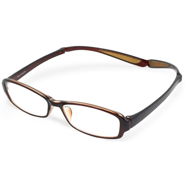 デューク 老眼鏡 首掛け +1.0 度数 ネオクラシック ネックハグ ソフトケース付き ブラウン GLR-21-3+1.00