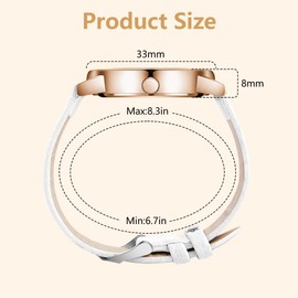 OFFCUP Women's Watch, Women's Analogue Quartz Watch with Leather Strap, Women's Simple Business Classic Wrist Watch, Casual Quartz Watch, Dress Watch, 3 Hands, White