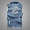 Men's Sleeveless Denim Vest Casual Ripped Classic Button Down Jean
