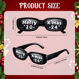 Jeere 12 Pcs Christmas Eyeglasses 2024 Merry Xmas Glasses Christmas Holiday Favors Christmas Party Supplies Photo Booth Props