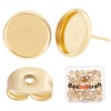 Beebeecraft 1 Box 50Pcs Earring Bezel Blanks 24K Gold Plated