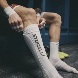 Storelli BodyShield Leg Guards | Protective Soccer Shin Guard Holders | Enhanced Lower Leg and Ankle Protection | White | Youth Medium