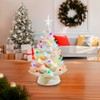 Kurt Adler 14" Battery Operated LED Lighted Ceramic White Tree