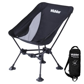 Wildhiker Ultralight Backpacking Chair – Compact Camping Chairs for Adults with Pouch, Weighs 2.8 lbs with Anti-Sinking Large Feet for Beach, Hiking, Motorcycle, Travel, Festival – Black