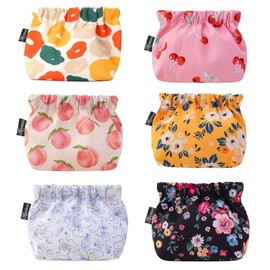 PALAY® 6 bolsas pequeñas para mujer, minibolsa de maquillaje, monedero de tela Oxford con estampado bonito, bolsa de cosméticos de bolsillo, organizador de viaje para lápiz labial
