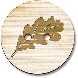 8 x 23mm 'Oak Leaf' Round Wooden Buttons (BT00014599)