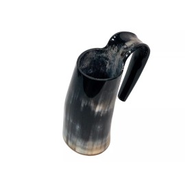 One Random Large Natural Long Horn Cattle Viking Mug: Dark Coloring