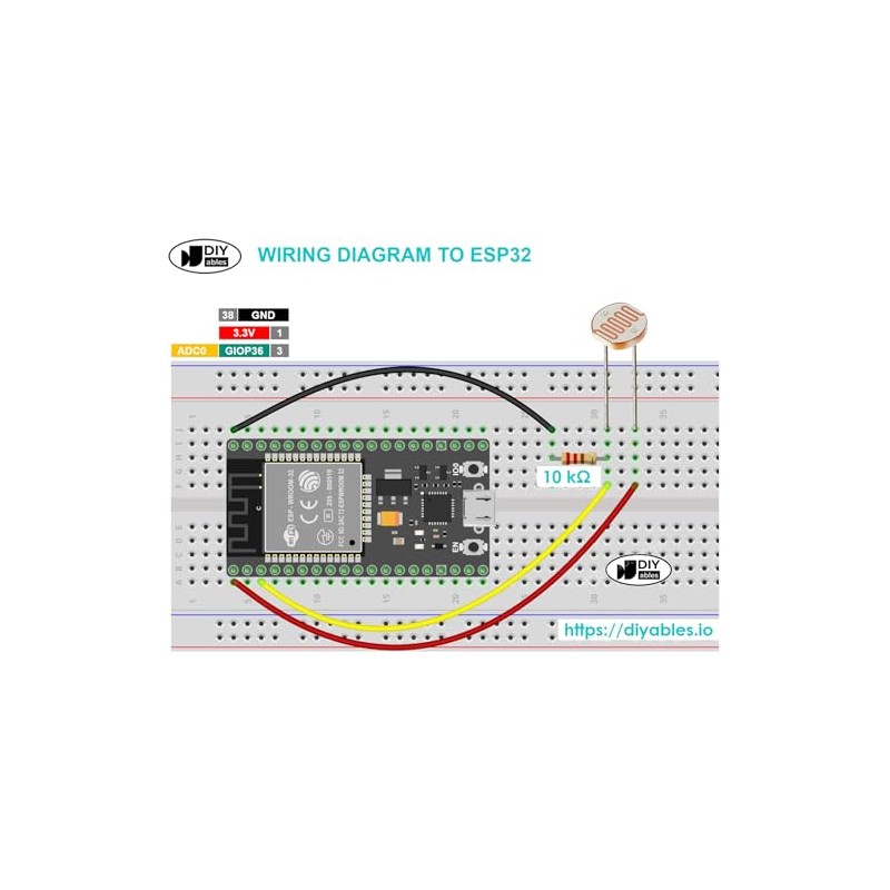 DIYables 50pcs LDR Photoresistor Light Sensor Photocell for Arduino, ESP32,