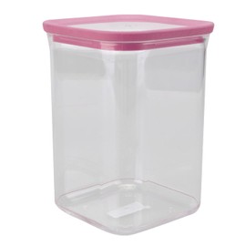 VFM - Square Food Container 1L Airtight Storage Container Plastic Sqaure Leakproof Stackable Container Reusable Meal Prep Lunch Box - 10.2 x 10.2 x 15.2cm Pink