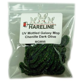 Hareline UV Mottled Galaxy Mop Chenille - Dark Olive - 4 Yards - 1 Pack - Fly Tying Material