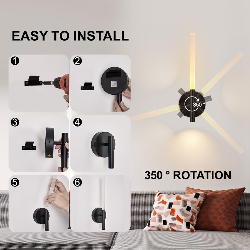 Battery Operated Wall Sconces Set of Two with Remote Control,
