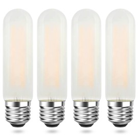 Frosted T10 LED Light Bulbs 25W Equivalent, E26 Base, 2700K Soft Warm White, E26 LED Bulb Dimmable, T30 Tube Chandelier Light Bulbs, 2W, 200LM, Edison Tubular Light Bulbs, 4 Pack