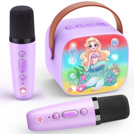 Kids Karaoke Machine Toys for Girls, Exssary Girls Gifts 8-12 Year Old Karaoke Microphone for Kids Birthday Gifts for Girls Age 3 4 5 6 7 8+ Teen Mermaid Party Favors Purple