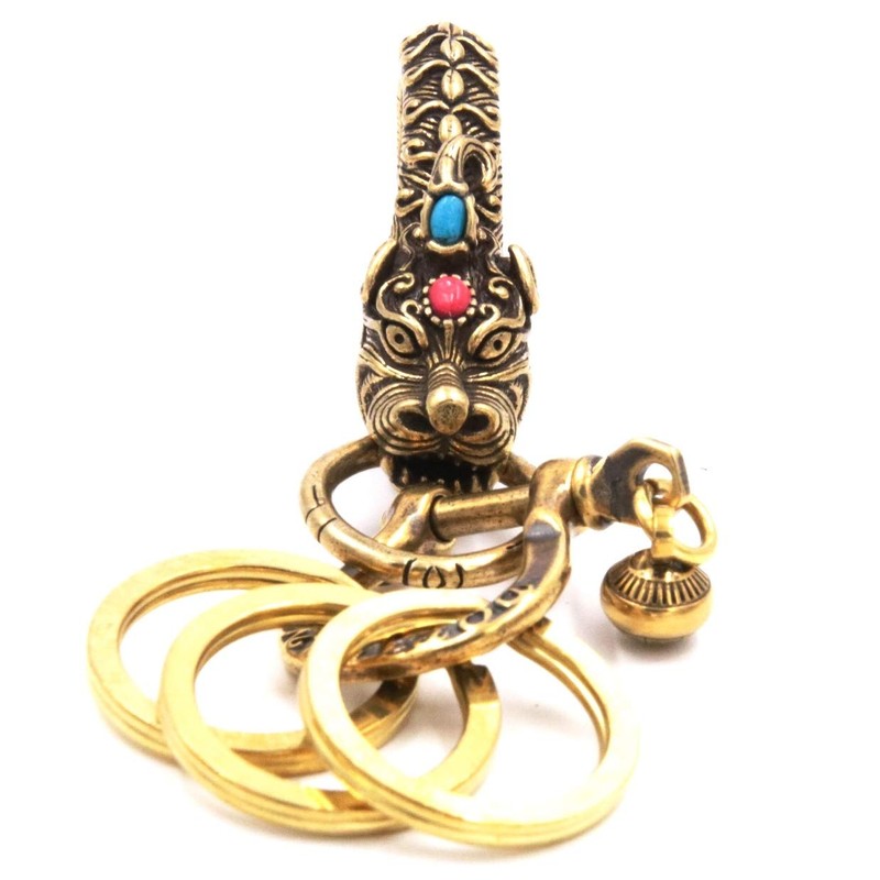 [XP Design] Brass Brass Crown Dragon Key Chain Key Ring