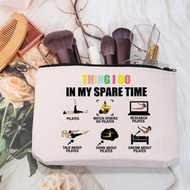 MEIKIUP Pilates Yoga Lover Cosmetic Bag Pilates Teacher Gift Toiletry Bag Accessories Organizer Pilates Instructor Gift Thing I Do In My Spare Time Pilates (Thing Pilates bag)
