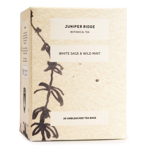 Juniper Ridge White Sage & Wild Mint Botanical Tea - Earthy, Herbal, & Bright Mint Notes - Vegan, Caffeine Free & Gluten Free - 20 Unbleached Teabags
