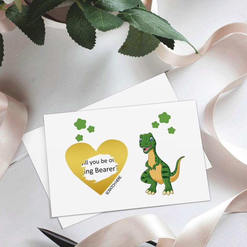 Ring Bearer Scratch Off Proposal Card, Dinosaur Ring Bearer Proposal