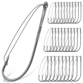 50pcs Weedless Wacky Rig Hooks Wacky Worm Hooks with Weed Guard Bass Fishing Hooks for Wacky Rigging Worm Lure Baits Size 3/0 2/0 1/0 1 2 4