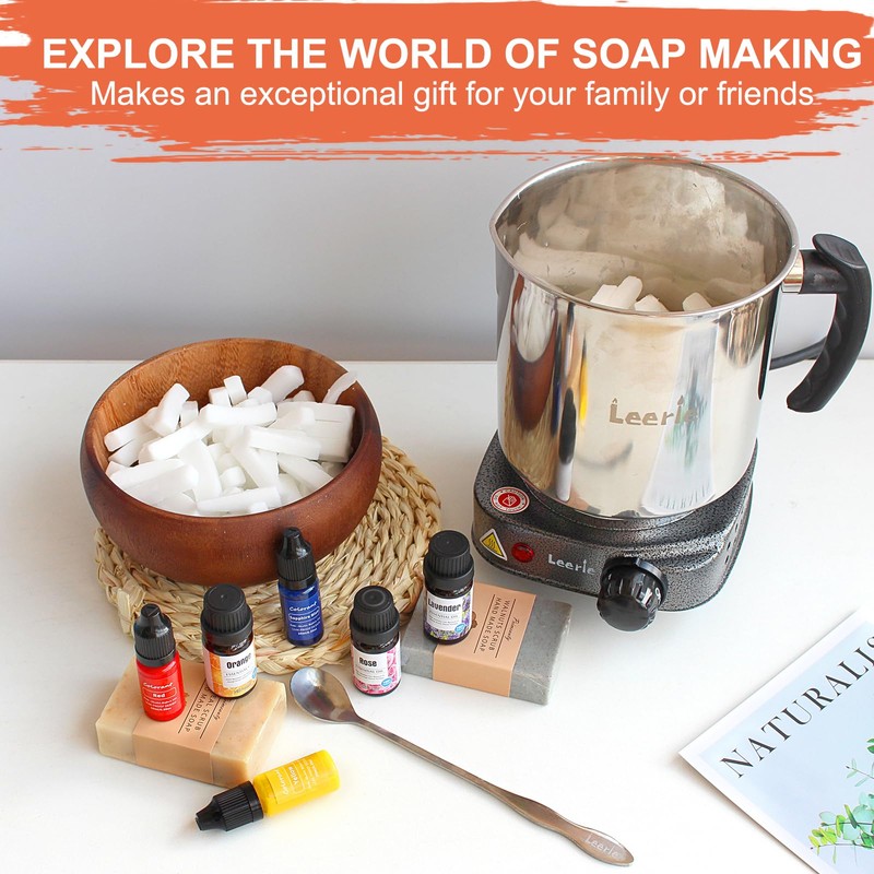 Leerie 3.6Lbs Soap Making Kit with Electronic Hot Plate, 1.6