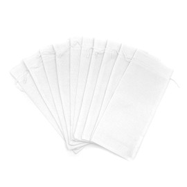 Bezall 10Pcs Burlap Wine Bags, Linen Drawstring Wine Gift Bag, Jute Champagne Wine Bottle Covers for Christmas Wedding Holiday Wine Tasting Party (White)