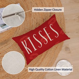 Neatee Living Happy Valentines Day Pillow Covers 12x20 Set of 4 Red Love Heart Throw Pillow Covers Wedding Anniversary Pillow Covers Pillow Cases Home Outdoor Sofa Couch cushion covers (12 by 20)