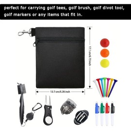 Zipper Golf Tee Ball Pouch Bag with Metal Lobster Claw Clip,2Pcs Zipper Golf Tee Bag Pouch with Metal Lobster Claw Clip,Golf Tee Pouch Golf Ball Bag Golf Ball Storage Bag with Lobster Claw Clip,Grey