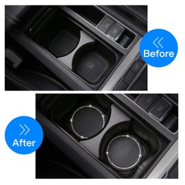 ACODABLEM 2 Pack Bling Car Cup Holder Insert Coasters, 2.75 Inch Soft Crystal Rhinestone Rubber Pad Set Round Auto Drink Coaster Car Interior Accessories (Black)