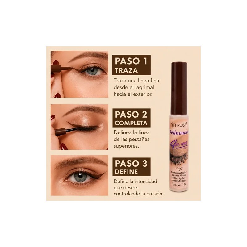 Mascara De Pestañas Prosa Y Delineador Café 4en1 Waterproof