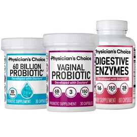Physician's Choice Wellness Girly Stack: Feminine, Bloating & Gut Health Support with Vaginal Probiotic + 60 Billion Probiotic + Digestive Enzymes
