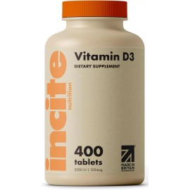 Incite Nutrition Vitamin D3 5000Iu VIT D3- 400 Easy Swallow Micro Tablets, High Strength, UK Made
