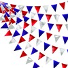 32Ft Red Blue Silver Fabric Triangle Banner Flag Double Sided