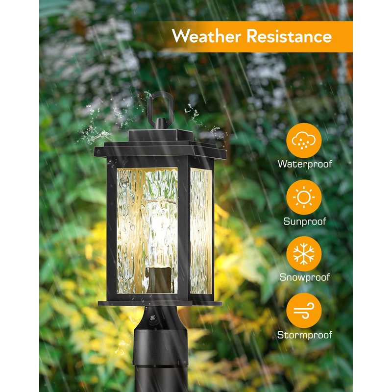 VIANIS Dusk to Dawn Outdoor Post Light Fixture with Pier