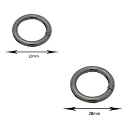 50 Pcs Spring O Rings, Zinc Alloy Round Carabiner Snap, Metal Spring Snap Clips Buckles for DIY Craft, Keyring, OD 20 mm, Black