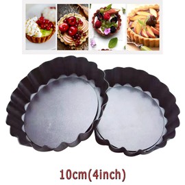 6 Pack Mini Tart Pans, Commercial Grade Non Stick Removable Bottom Quiche Pans(4 Inches Diameter)
