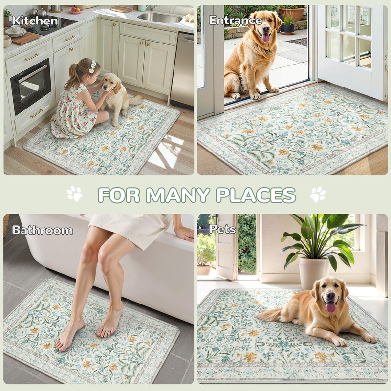 Lahome Washable Reusable Pee Pads for Dogs - Beige Botanical