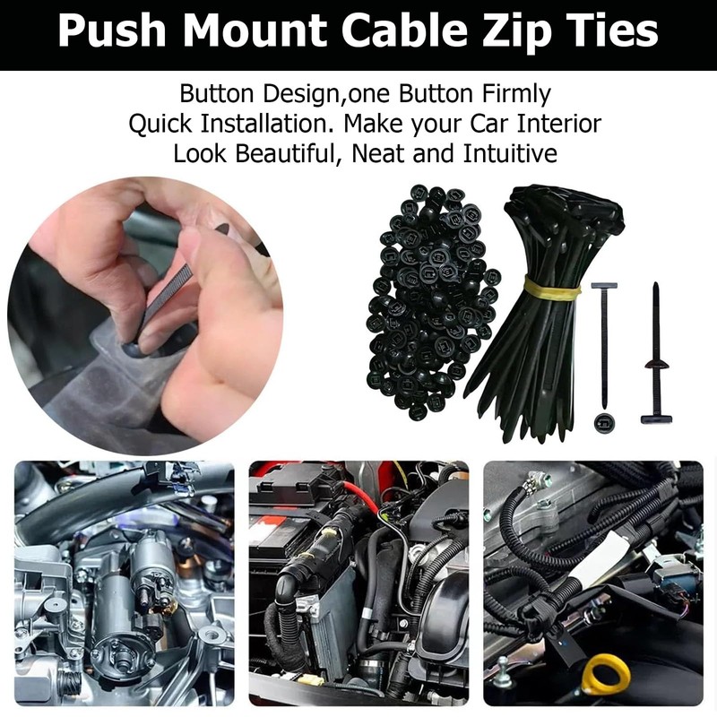 Nylon Universal Cable Tie Buckle, 50 Pcs Universal Heavy-Duty Self-Locking