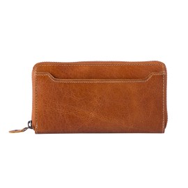 Alpenleder Edelweiss Purse - Genuine Leather Wallet - High-Quality Brown Vintage Leather Wallet with RFID Protection and Many Compartments for Women (19 x 11 x 2 cm), Cognac, Classic