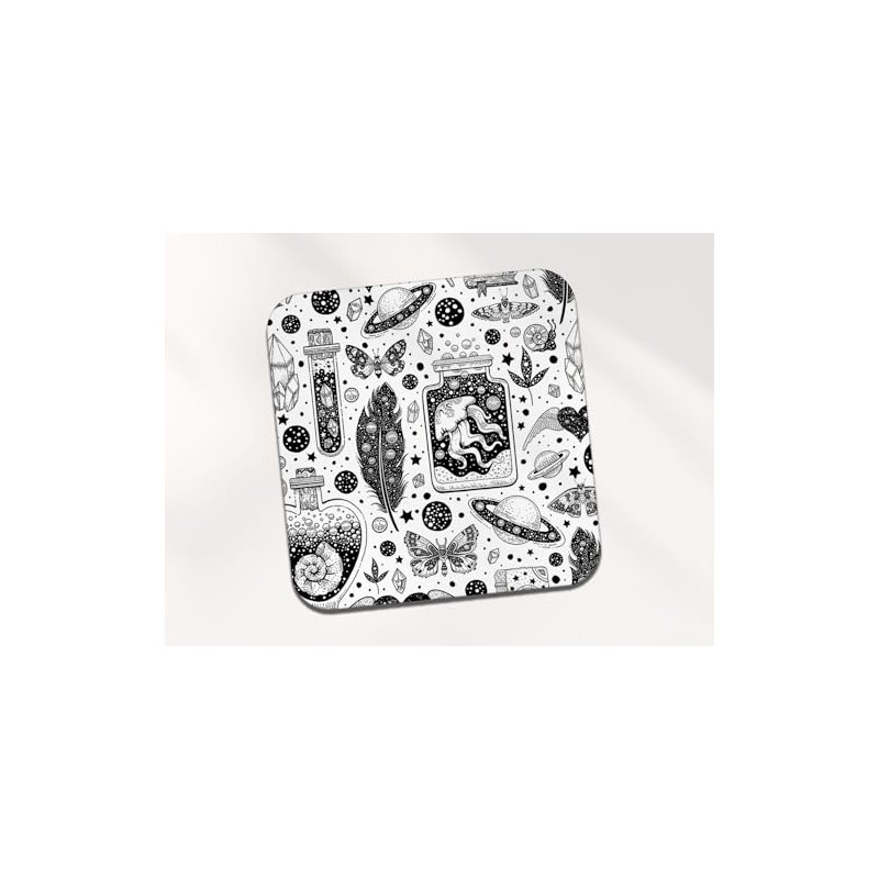 Witchcraft Square Coaster - Pattern Stars Witch Coven Magical Ritual