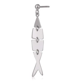 Vanbelle Sterling Silver Jewelry Interlinked Fish Earrings with Rhodium Plating for Women - Handcrafted and Light-weighted, Metal