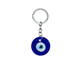 Llavero mágico azul mal de ojo para protección y bendición, colgante redondo para armonía y equilibrio, gran regalo, plata, 3,8 x 12,7 cm